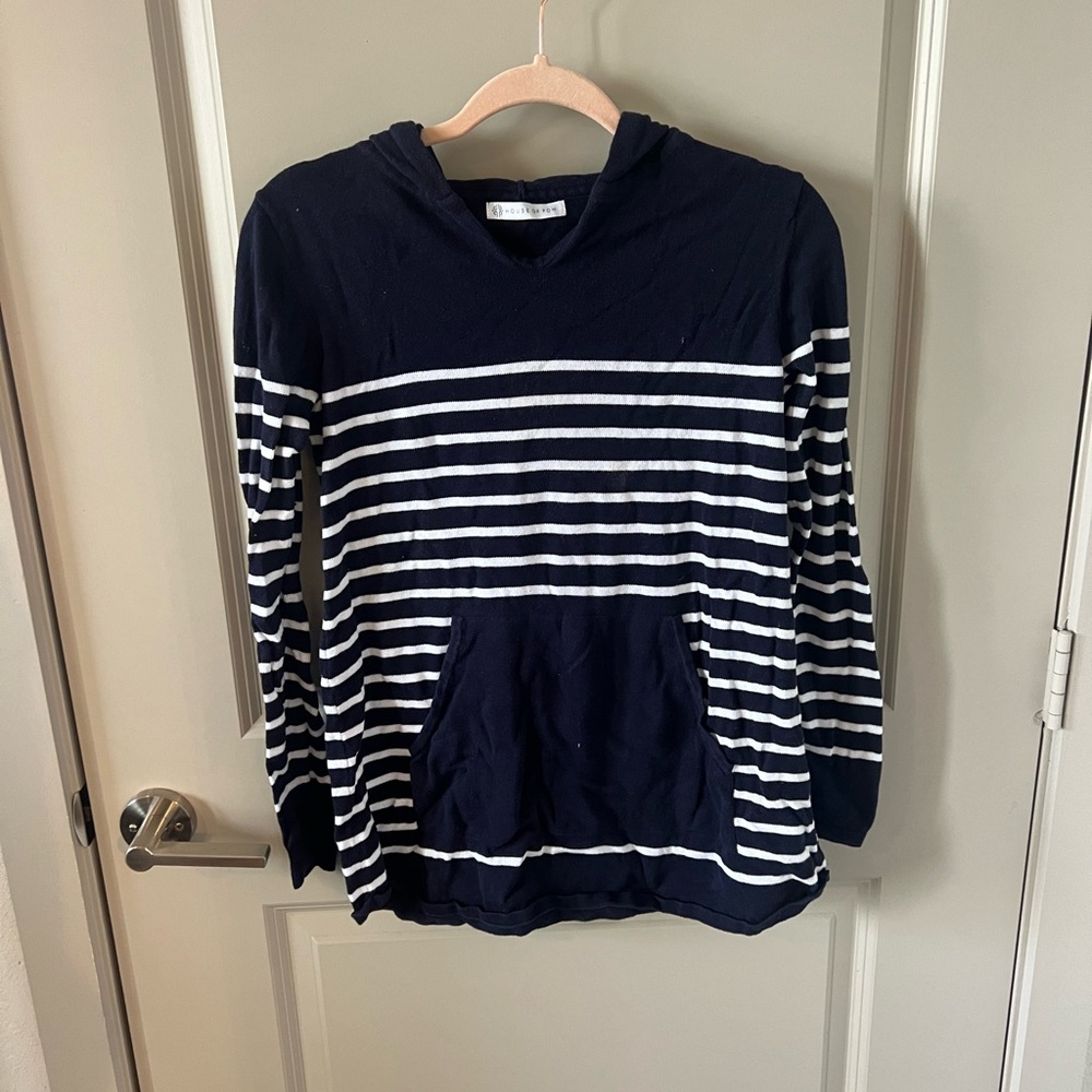 Navy and White Striped Hoodie